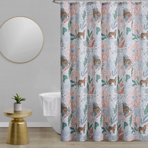 Wild Style Floral Shower Curtain and Hook Set - Jade + Oake