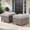 POCASSY Wicker Outdoor Ottoman, Patio Footstools with All Weather Brown Wicker and Polyester Olefin Cushion, 250lbs Load Capacity - 2 of 4