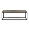 Coolbibila-Patio Benches With Iron Frame And Closed Legs, Garden Benches Constructed From Teak Wood, Modern Garden Bench Outdoor - 3 of 4