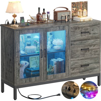 Aheaplus Sideboard Buffet Cabinet with 5 Wood Drawers