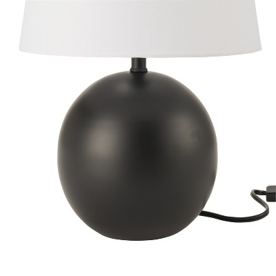 18" Black Metal Round Table Lamp with White Shade