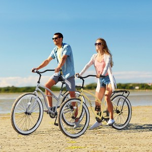 Whisen 26" Men's Beach Cruiser Bike, Single Speed Bicycles with Steel Frame, Wide Wheels for Stability - 1 of 4