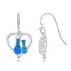 Opalata Sterling Silver Blue Opal Cats in a Heart Earrings - Blue - 2 of 3