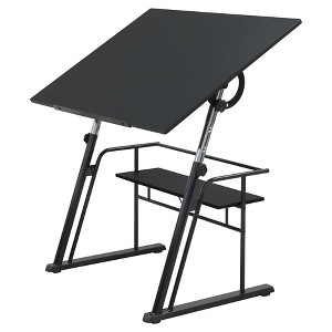 Zenith Adjustable Tilt Table - Black: studio designs, Modern Style, PVC Surface, Steel Frame, Leveling Feet - 1 of 4