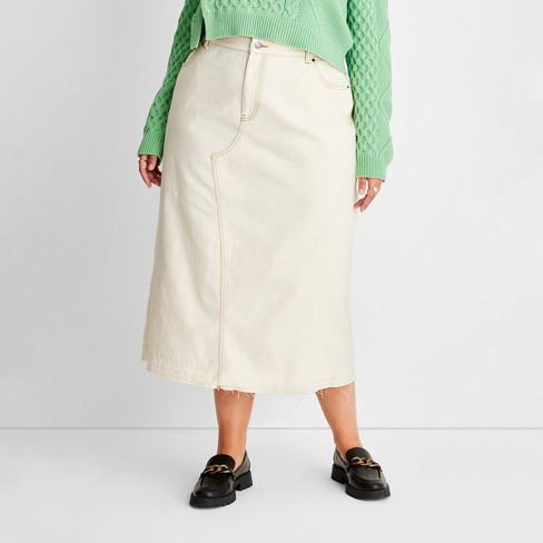 Women s Denim Midi Skirt Future Collective with Reese Blutstein Ivory 30