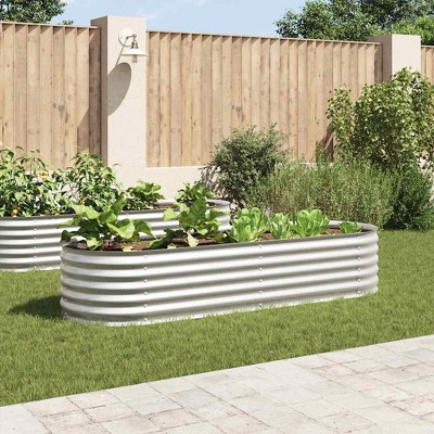 vidaXL Garden Raised Bed Silver Galvanized Steel Large Tough