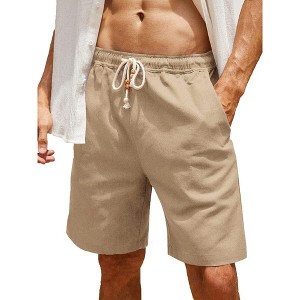 COOFANDY Men's Linen Shorts Casual Elastic Waist Drawstring Summer Beach Shorts - 1 of 4