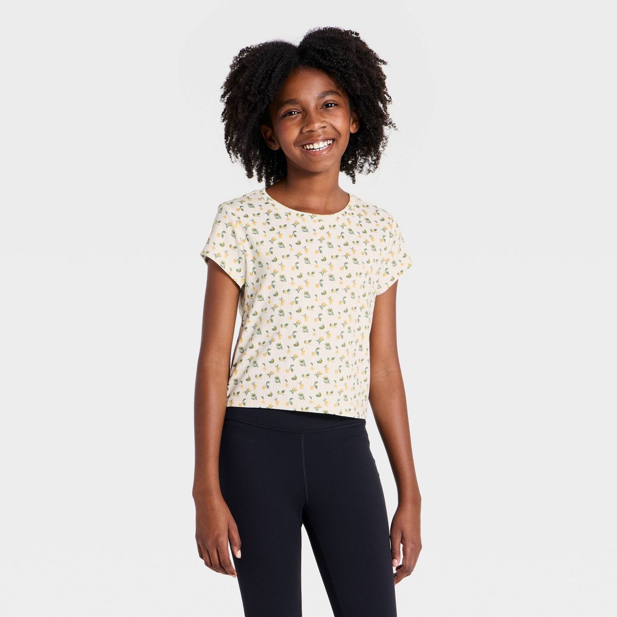 Girls' Short Sleeve Pointelle Active T-Shirt - All In Motion™