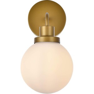 Elegant Lighting Hanson 1 light bath sconce in brass with frosted shade - 1 of 4