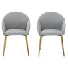 Modern Upholstered Dining Chair Set of 2 with Armrests and Gold Metal Legs for Dining Room-Baofuwish - 3 of 4