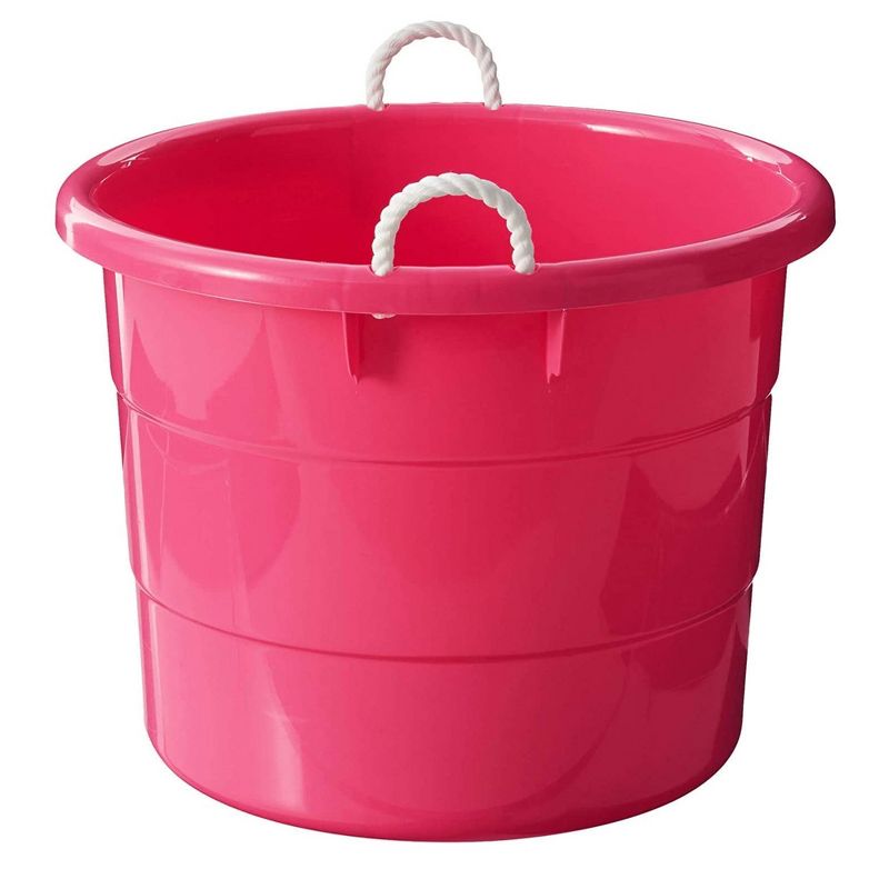 Homz 18 Gallon Durable Plastic Utility Storage Bucket Tub Organizers with Strong Rope Handles for Indoor and Outdoor Use, 3 of 7