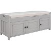 Acekool Wash Shoe Storage Bench – Removable Cushion with 3 Shutter Door,sturdy Wood Legs, Hidden Top Storage for Entryway & Bedroom - 2 of 4