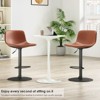 PexFix 2Pcs Adjustable Bar Stools Mid Century Swivel Bar Stools Bar Height Stools with Back Support Counter Height Bar Chairs Pu Leather Brown - 3 of 4