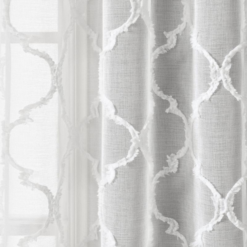 2pk 38&#34;x84&#34; Sheer Avon Trellis Curtain Panels White - Lush D&#233;cor, 4 of 10