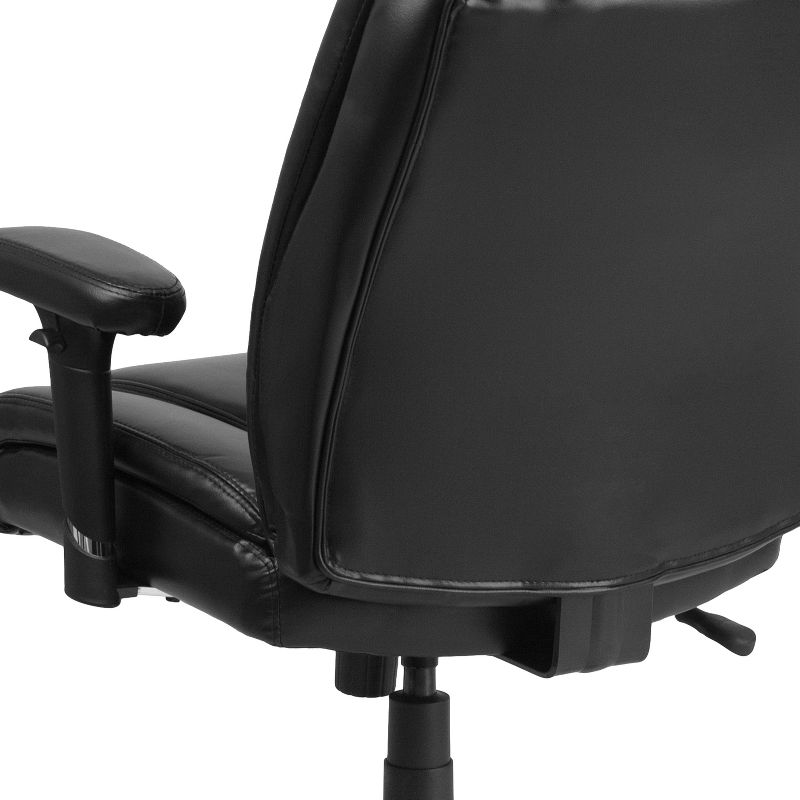 Flash Furniture HERCULES Series Big & Tall 400 lb. Rated Black LeatherSoft Ergonomic Task Office Chair with Chrome Base and Adjustable Arms, 6 of 14