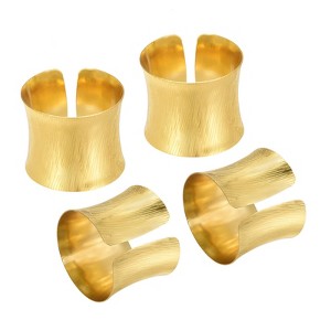 Unique Bargains Metal Wear-Resistant Dining Table Decorative Striped Open Napkin Rings - 1 of 4