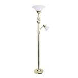 Torchiere Floor Lamp with Reading Light and Marble Glass Shades Gold - Lalia Home