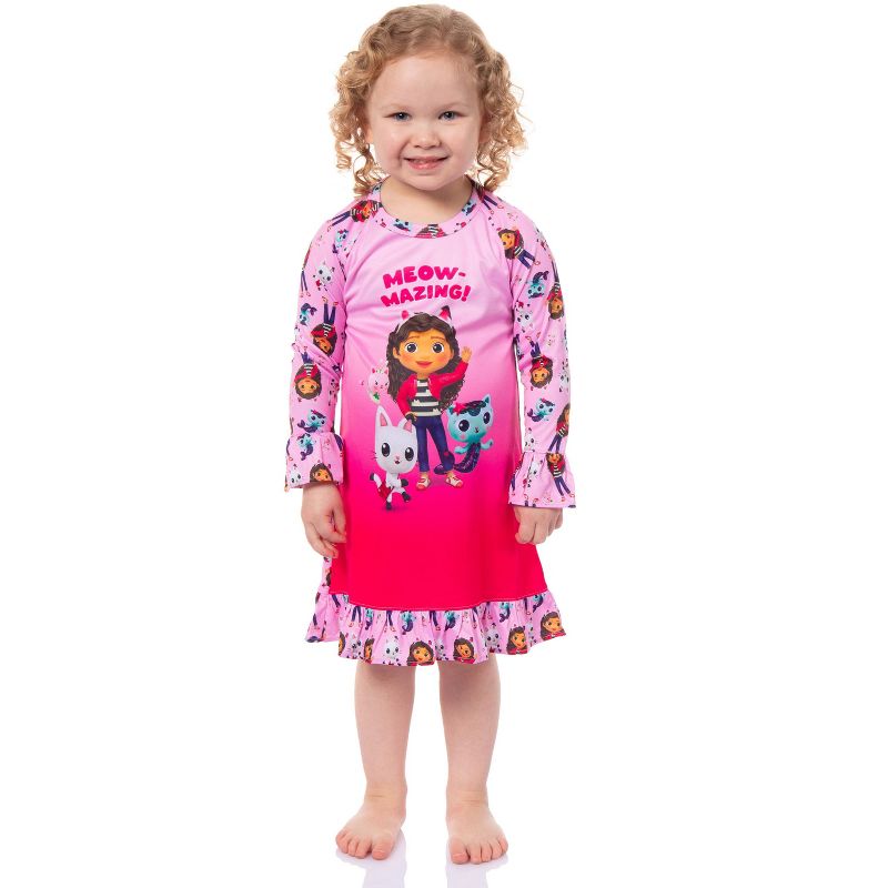 Gabby's Dollhouse Toddler Girls' Meow-Mazing! Sleep Pajama Dress Nightgown Pink, 2 of 6