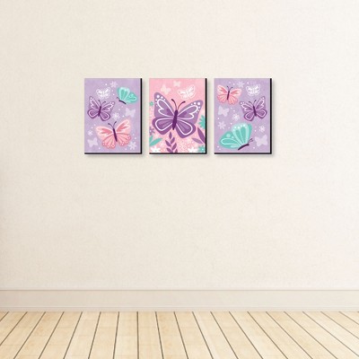 Pastel Butterfly Nursery Wall Art Set - 7.5 x 10 Inches