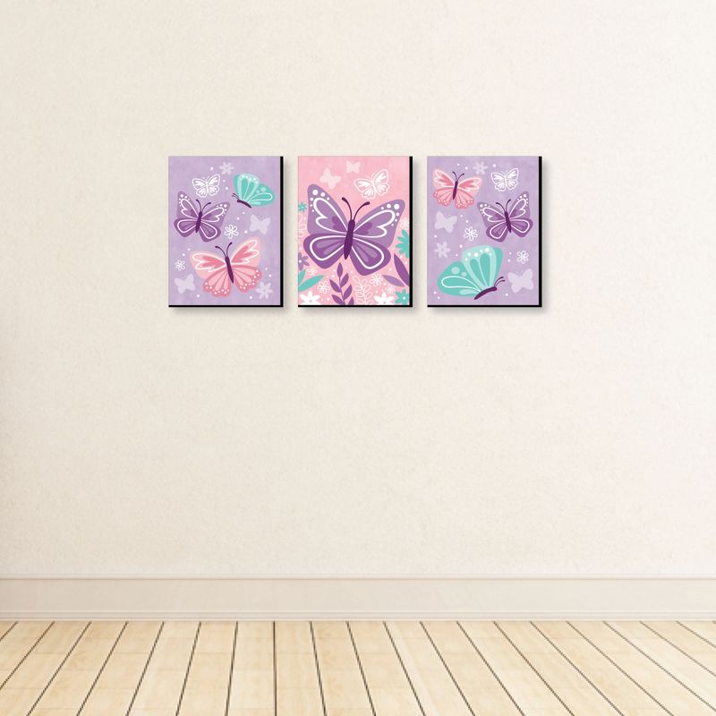 Big Dot of Happiness Beautiful Butterfly - Floral Nursery Wall Art and Kids Room Decor - 7.5 x 10 inches - Set of 3 Prints, 3 of 8