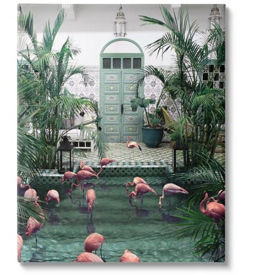 Stupell Industries Tropical Flamingo Pool Resort Canvas Wall Art