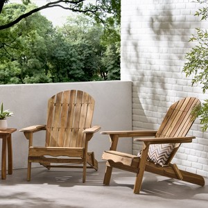 GDFStudio Adelina Outdoor Acacia Wood Folding Adirondack Chairs (Set of 2) - 1 of 4