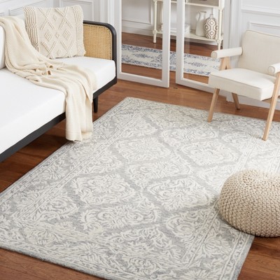 Hand-Tufted Dark Grey and Ivory Wool Area Rug