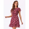 INSPIRE CHIC Women's Ruffle Sleeve Self-Tie V Neck Mini A-Line Floral Dress - 2 of 4