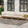Scott Living Sacova Outdoor Acacia Wood 4-Seater Sofa, Teak Finish Frame with Beige Cushion - 2 of 4