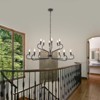 PAKOKULA 12-Light Large Black Two Tier Linear Hanging Island Rustic Candlestick Chandelier with Crystal Pendant - 4 of 4