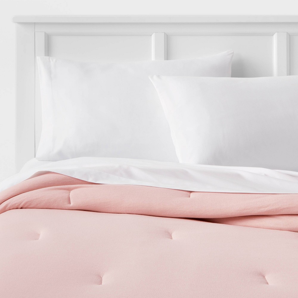 Twin/Twin Extra Long Jersey Solid Comforter Light Pink - Room Essentials