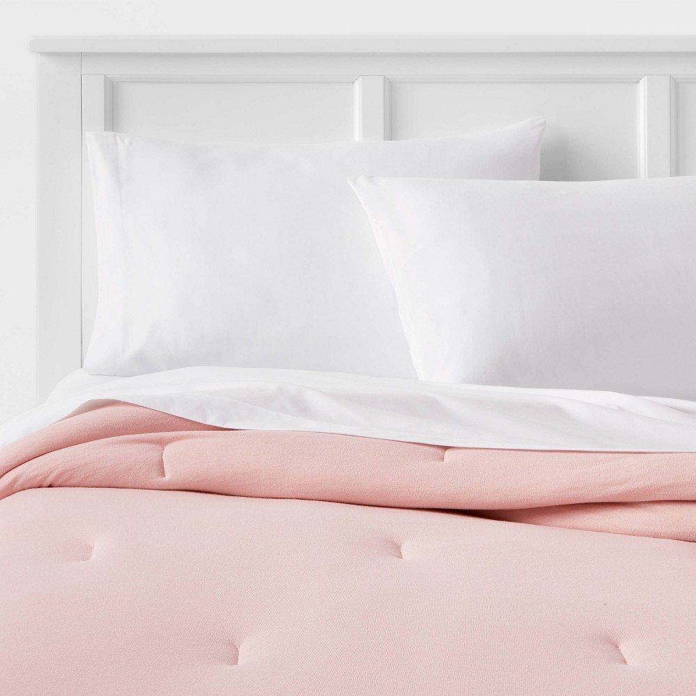 Twin/Twin Extra Long Jersey Solid Comforter Light Pink - Room Essentials