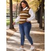 Agnes Orinda Women's Plus Size Sleeveless Casual V-Neck Striped Knit Sweater Vests - 3 of 4