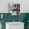 kleankin Wall Mounted Bathroom Medicine Cabinet with Hinged Door Storage Shelves for Living Room and Laundry Room Silver - 2 of 4