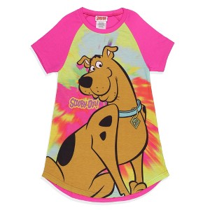 Scooby-Doo Girls' Classic Character Tie-Dye Nightgown Sleep Pajama Shirt Multicolored - 1 of 4