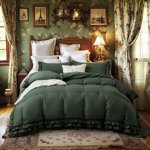 Cozy Cotton Duvet Cover Set – Soft Breathable 3-Piece Bedding with Double Ruffle Edge - 1 of 4