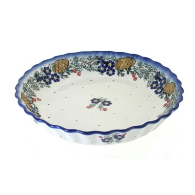 Blue Rose Polish Pottery Pinecone Pie Plate