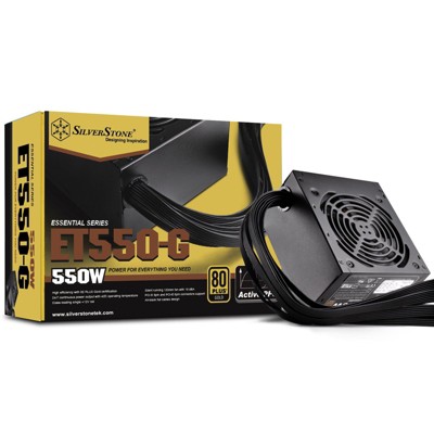 SilverStone Technology  550W ATX PSU, 45A +12V, Silent 120mm Fan, 80 Plus Gold, Fixed Flat Cables, 2x 8/6-pin PCI-E