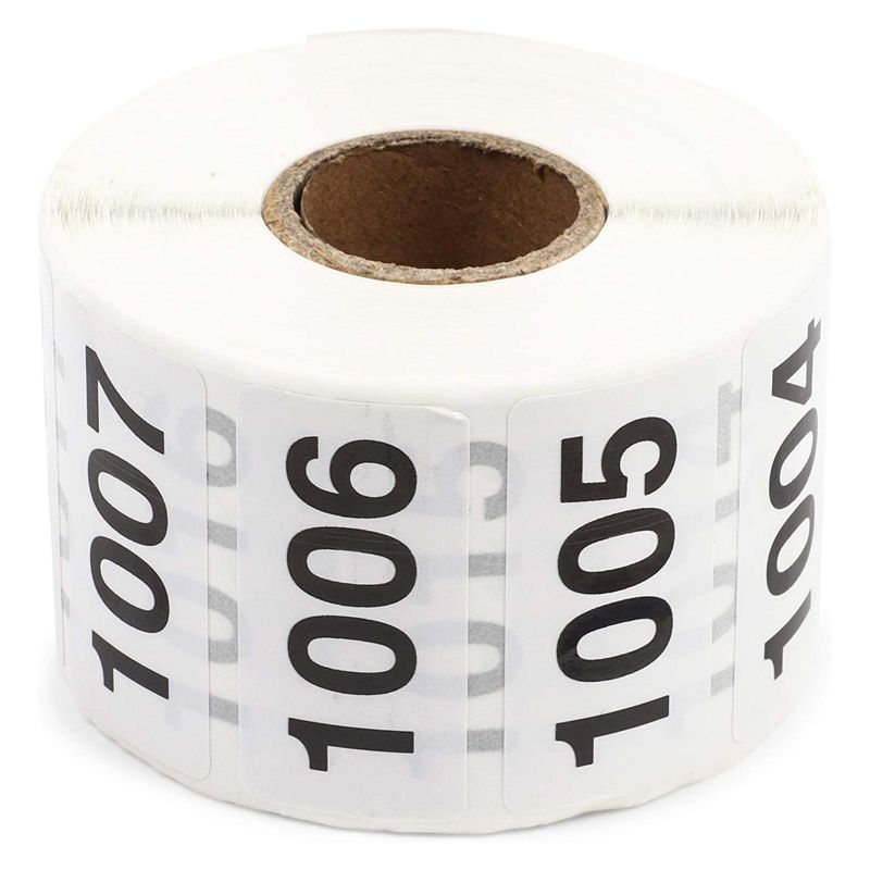 Live Sales Consecutive Number Stickers 1001 to 2000, Inventory Labels (1.1" x 0.75", Total 1000 Count), 5 of 7
