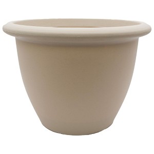 The HC Companies Sevilla Flower Planters - Outdoor & Indoor Planter - Round Self Watering Plant Pots for Herbs & More (12”, Cottage Stone, Pack of 1) - 1 of 4
