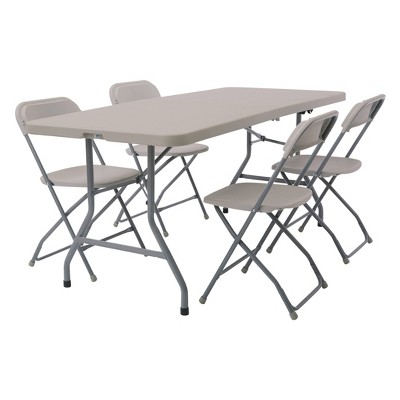 Resin Table Folding Set Light Gray - OSP Home Furnishings