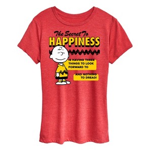 Women's - Peanuts - Secret To Happiness Short Sleeve Graphic T-Shirt - 1 of 4