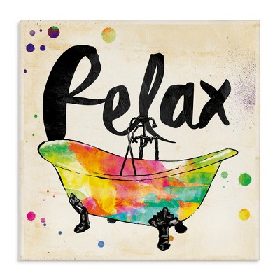 Stupell Industries Relax Rainbow Colors Icon Bath, 17" x 17"