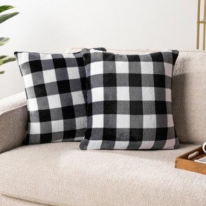 PAVILIA Set of 2 Throw Pillow Covers, Decorative Velvet Square Cushion Cases for Bed Sofa Couch Bedroom Living Room - 1 of 4