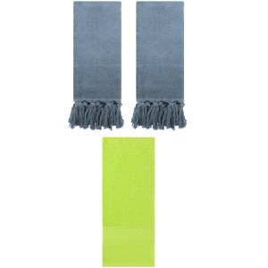 REGALWOVEN 3 Packs Solid Textured and Tassels Soft Absorbent Bathroom Hand Towel for Home Decor - 1 of 4