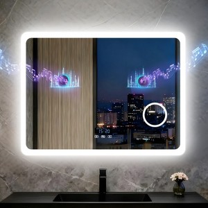 ARTLOGE 80/100/120cm Bluetooth Lighted Bathroom Mirror 3X Magnifying Glass Dimmable LED Makeup Mirror Wall Mirror - 1 of 4