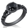 Pompeii3 1 3/8ct Treated Black Diamond Split Shank Halo Engagement Ring 14K White Gold - 2 of 4