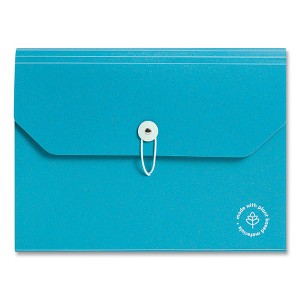 U Brands U ECO 13-Pocket Expandable File, 9.75" Expansion, 13 Sections; Button/Elastic Closure, 1/12-Cut Tabs, Letter Size, Ocean - 1 of 4