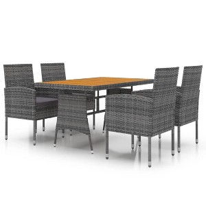 vidaXL Patio Sofa Sectional Sofa Couch Loveseat with Cushions Poly Rattan - Gray 4 Piece - 1 of 4