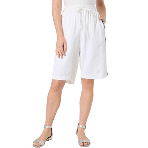 Roaman's Women's Plus Size Cotton Bermuda Shorts - 1 of 4
